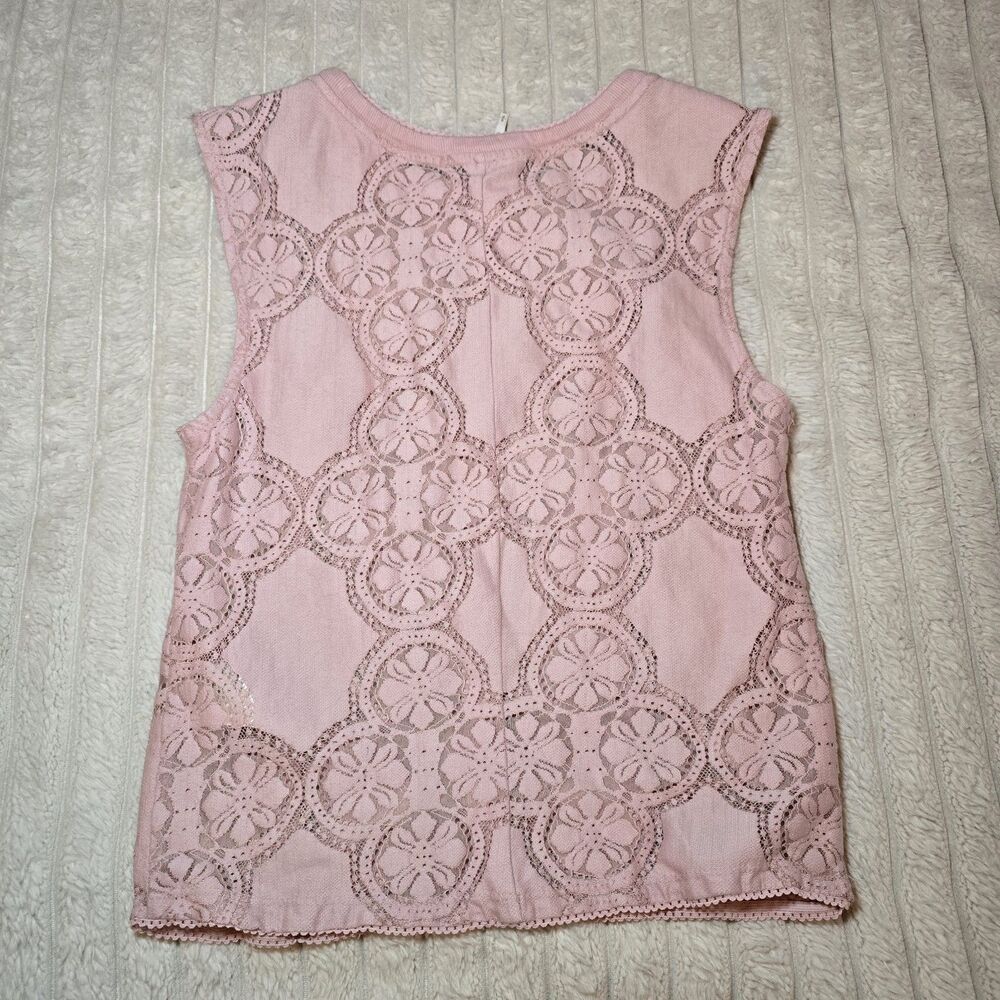 Free People Women's Pink Floral Lace Sleeveless Button Front Tank Top Size S - Picture 7 of 7